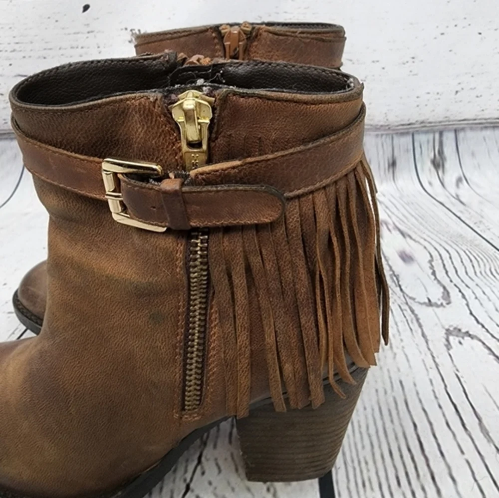 Steve Madden Woodmeer Cognac‎ Fringed Booties
